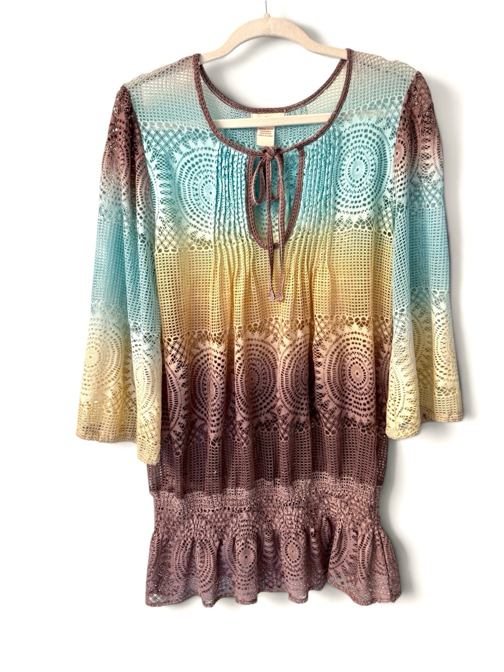 Sundance Horizons Ombre Sheer Knit  Blouson Tunic Size Medium Coastal Cowgirl - Picture 2 of 8
